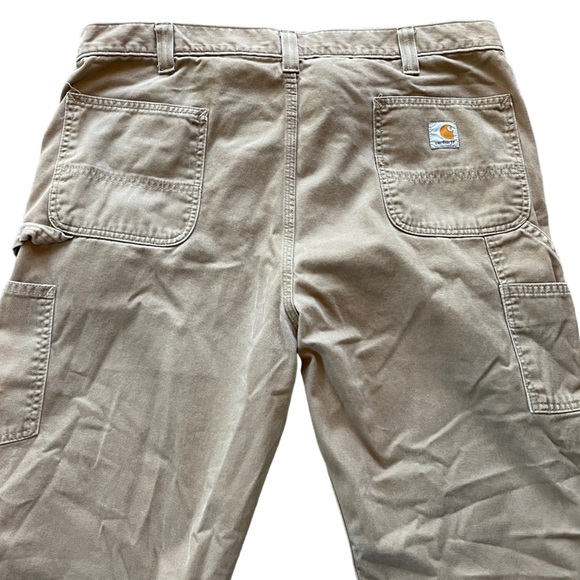 Carhartt Washed Twill Dungaree Carpenter Cargo Baggy Pants Dark Khaki Sz 42X32